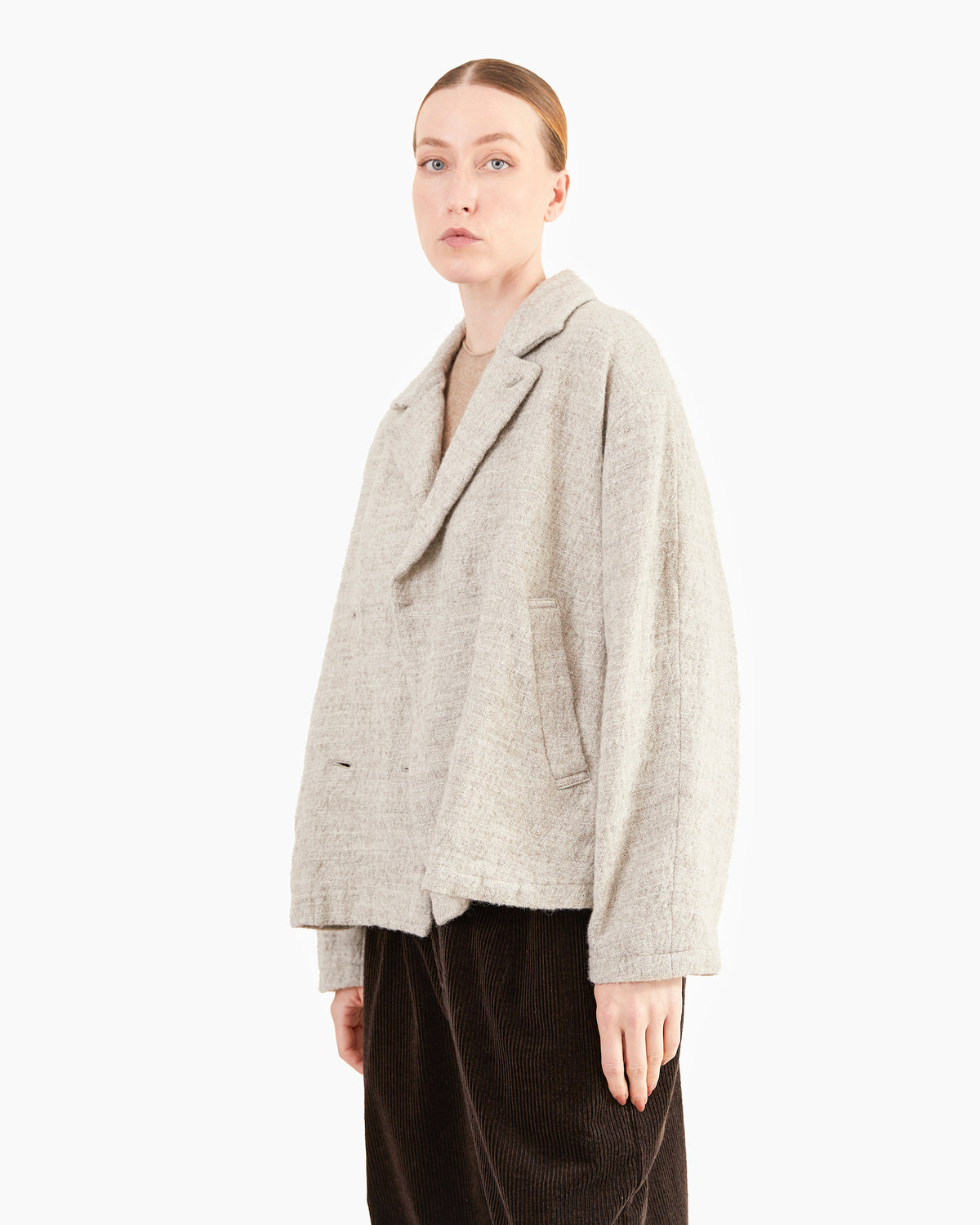 Pas de Calais Shetland Wool / Normandy Linen Chesterfield Coat in Charcoal