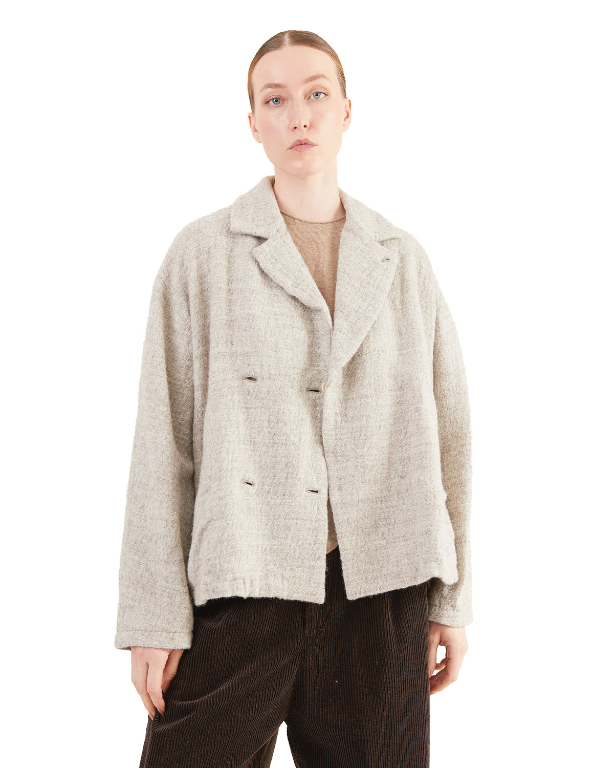 Pas de Calais Shetland Wool / Normandy Linen Chesterfield Coat in Charcoal