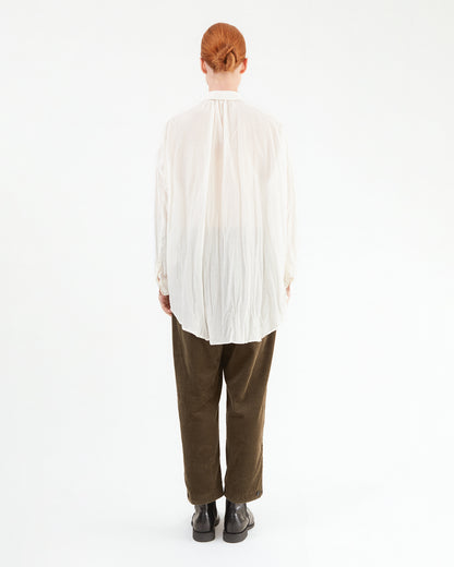 Pas de Calais Eco Wool Herringbone Wide Pants in Khaki