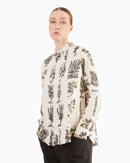 Pas de Calais Relax Fit Herbal Print Shirt in Ivory