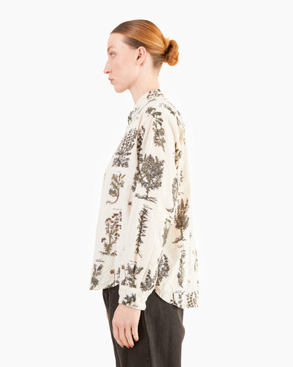 Pas de Calais Relax Fit Herbal Print Shirt in Ivory
