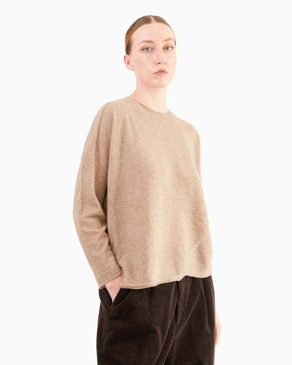 Pas de Calais Pure Cashmere Eyelet Stitch Pullover in Natural