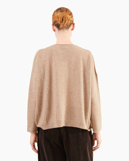 Pas de Calais Pure Cashmere Eyelet Stitch Pullover in Natural