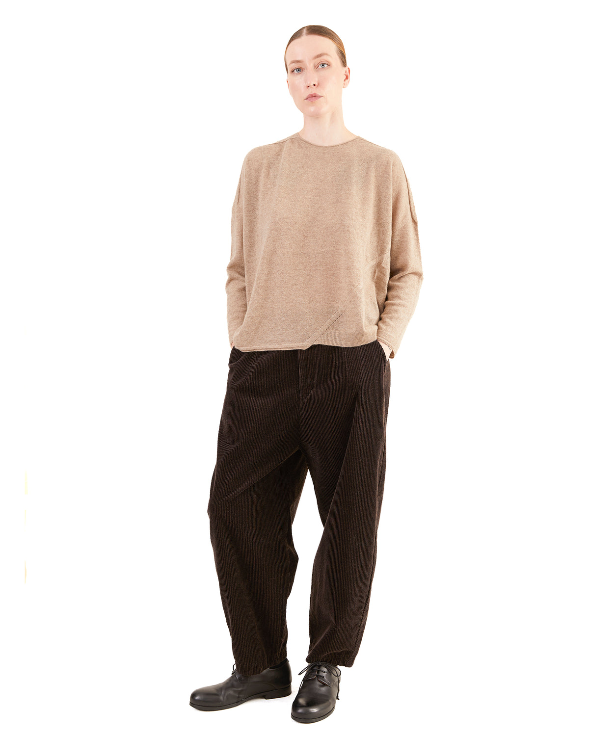 Pas de Calais Pure Cashmere Eyelet Stitch Pullover in Natural