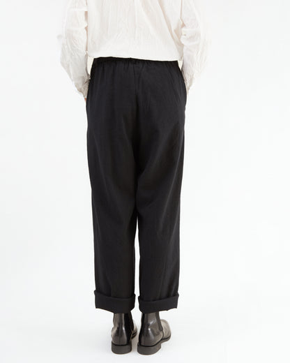 Pas de Calais Wool Cotton Wide Pants in Black