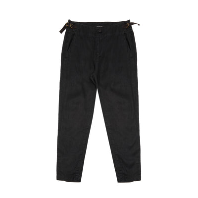 Pas de Calais Linen Tapered Trousers in Black 1