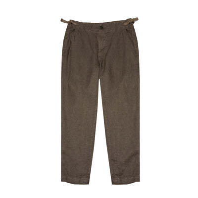 Pas de Calais Linen Tapered Trousers in Khaki 1