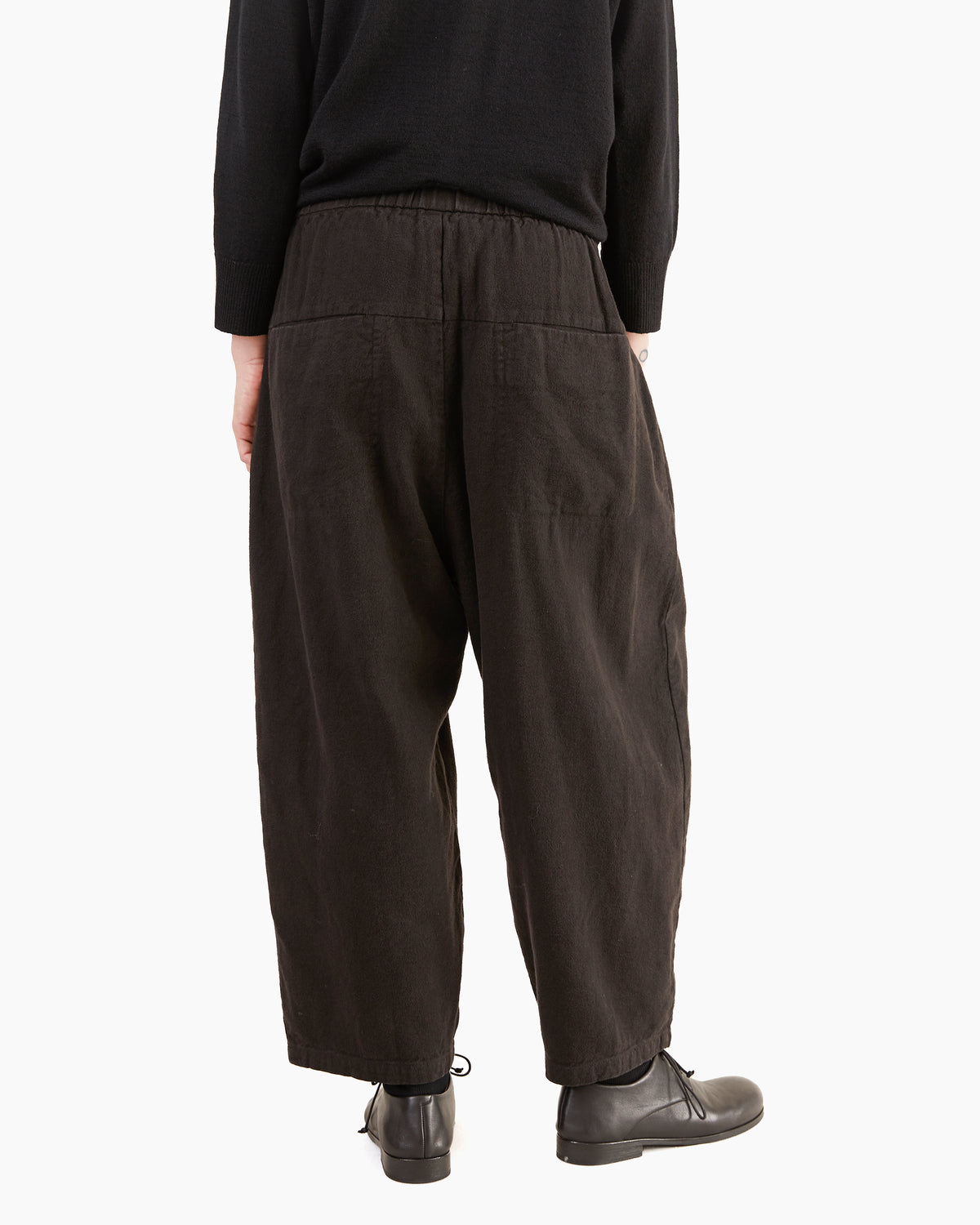 Pas de Calais Brushed Linen/Cotton Relaxed Pants in Black