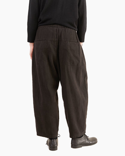 Pas de Calais Brushed Linen/Cotton Relaxed Pants in Black