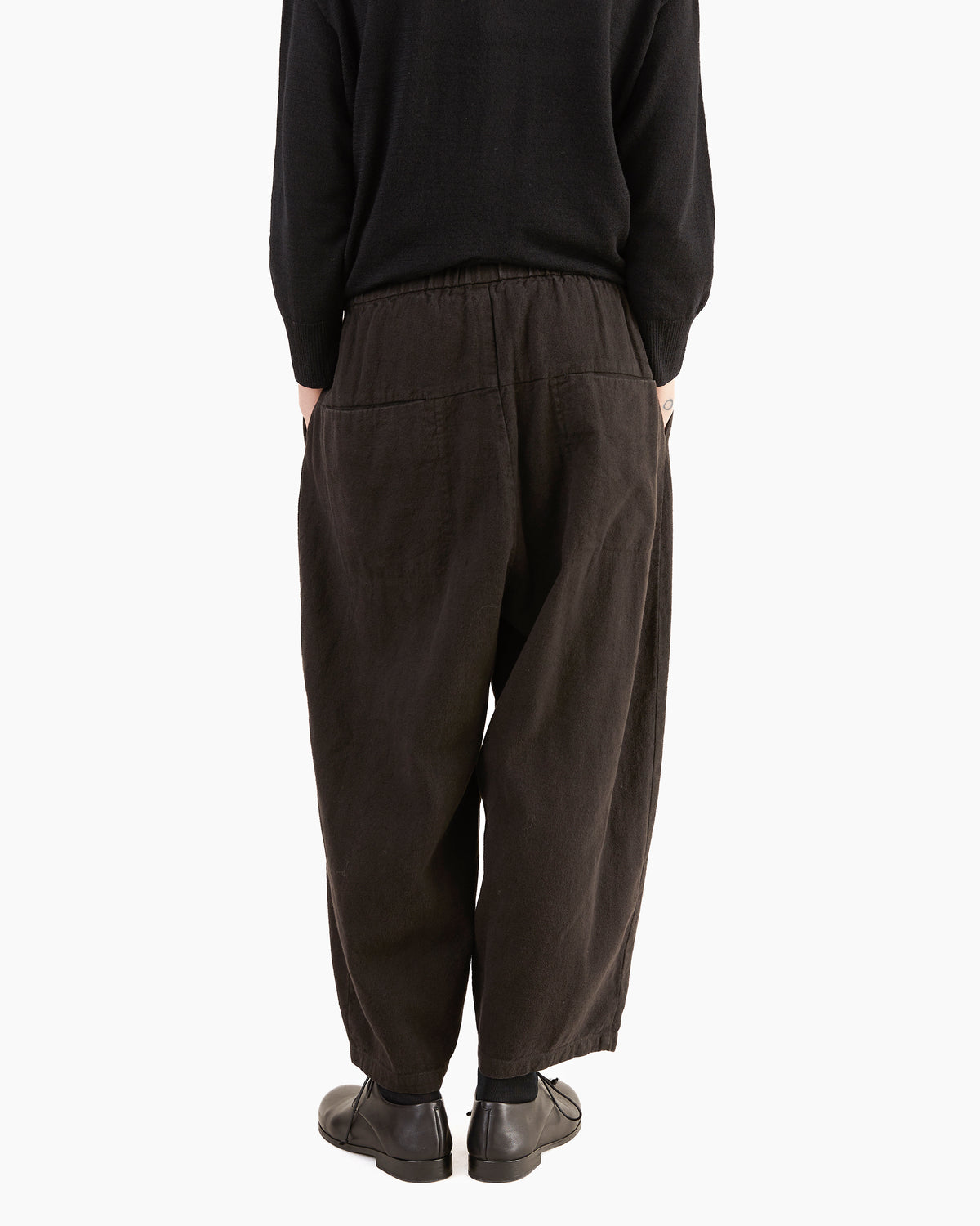 Pas de Calais Brushed Linen/Cotton Relaxed Pants in Black