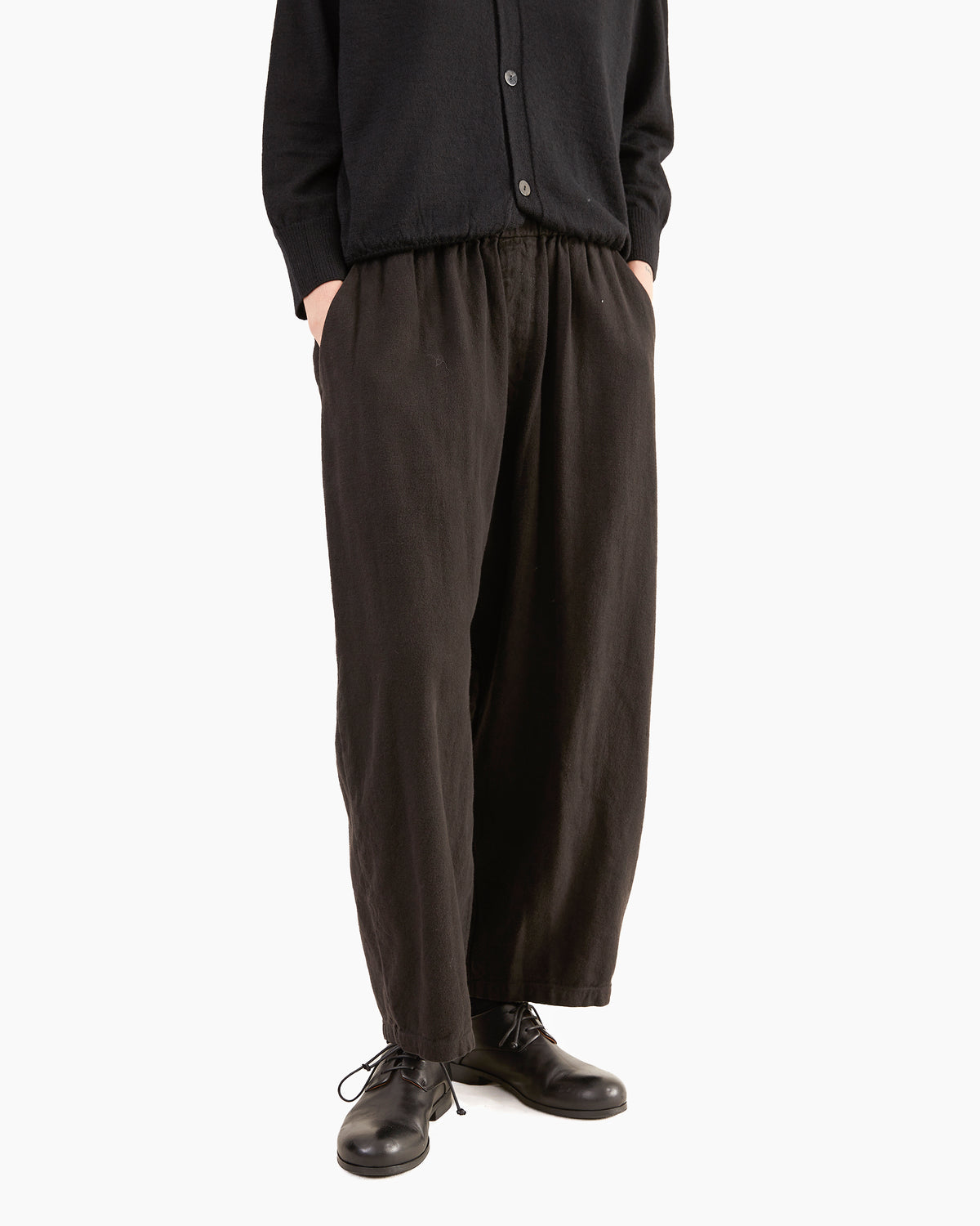 Pas de Calais Brushed Linen/Cotton Relaxed Pants in Black