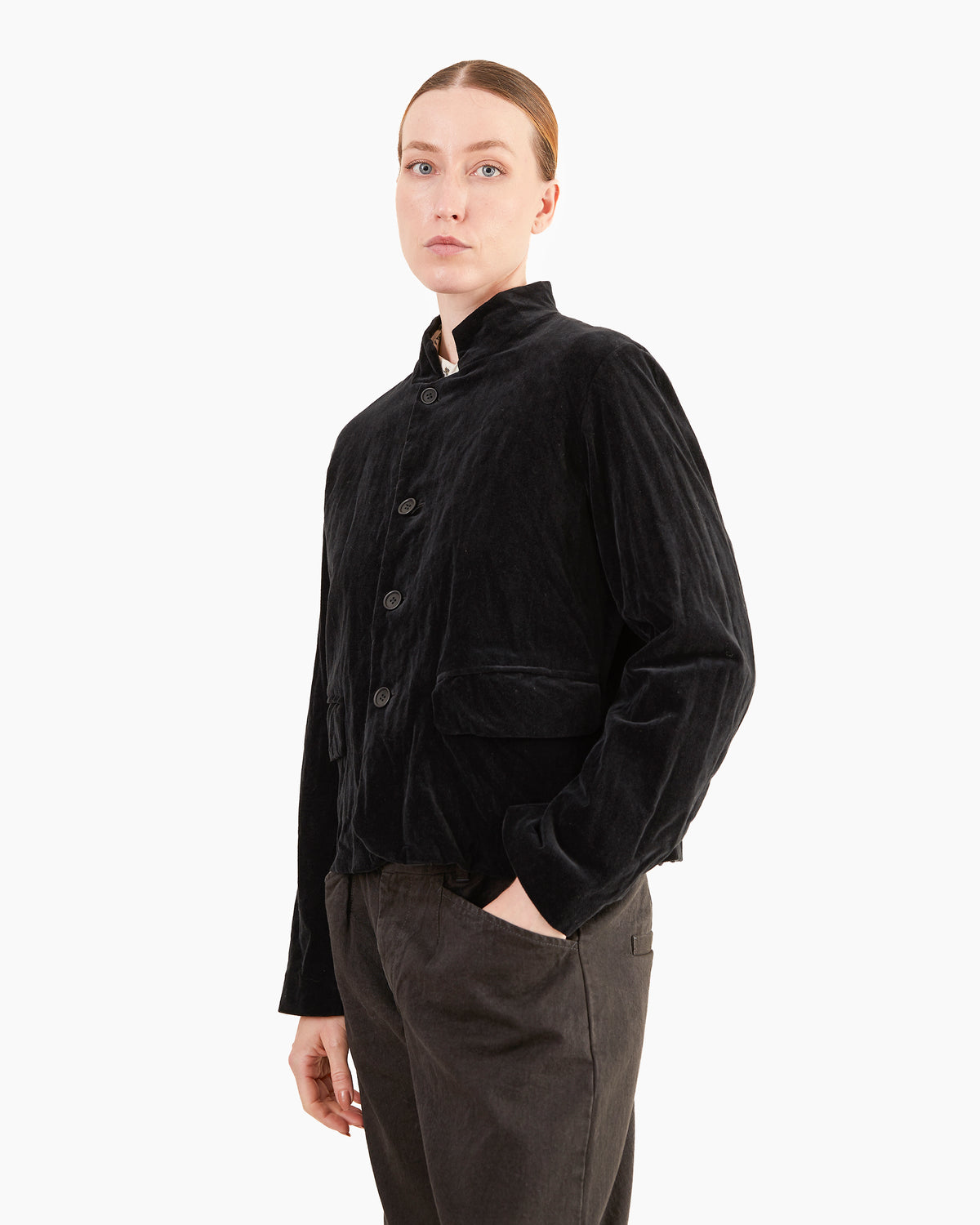 Pas de Calais Velvet Tailored Jacket in Black