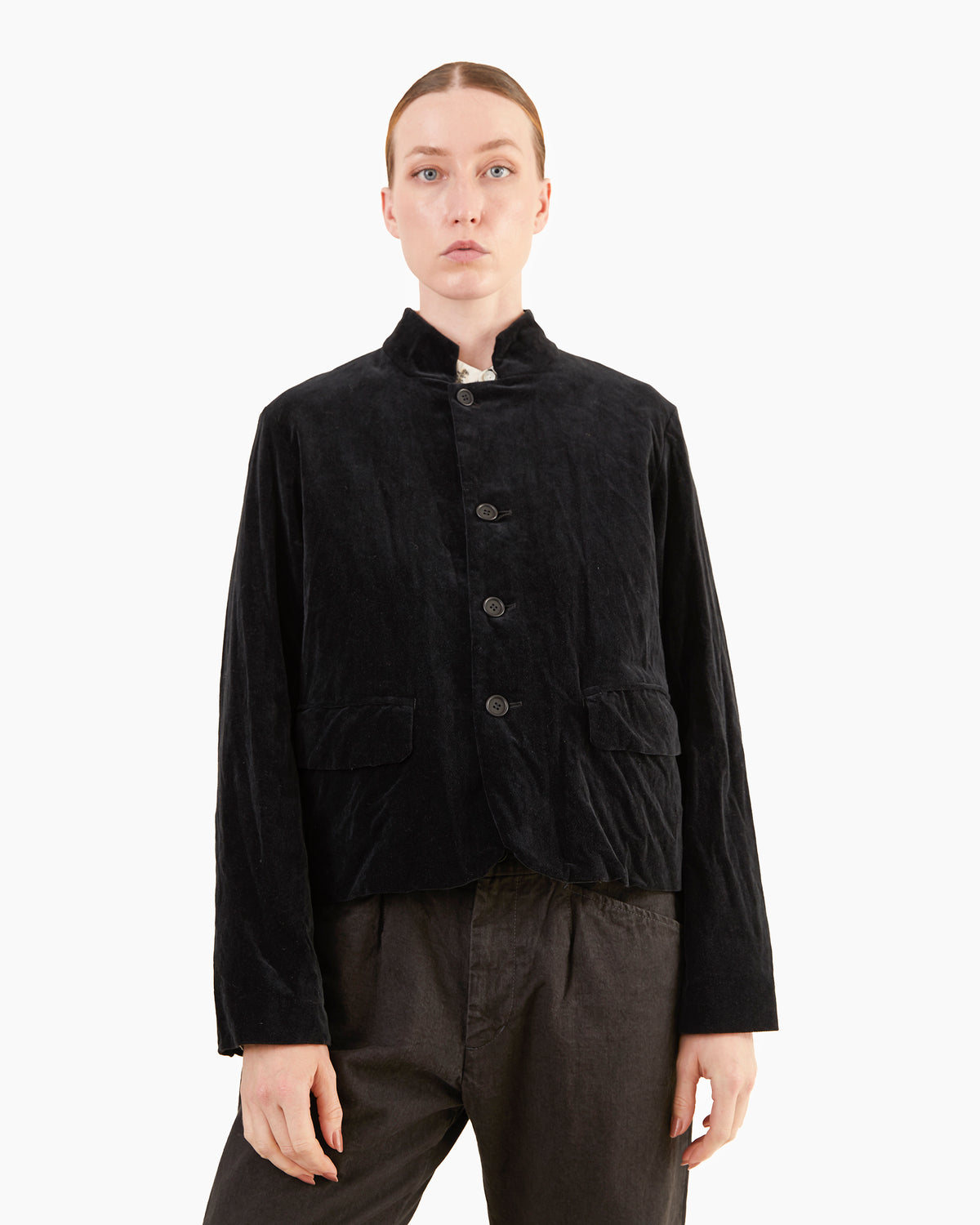 Pas de Calais Velvet Tailored Jacket in Black