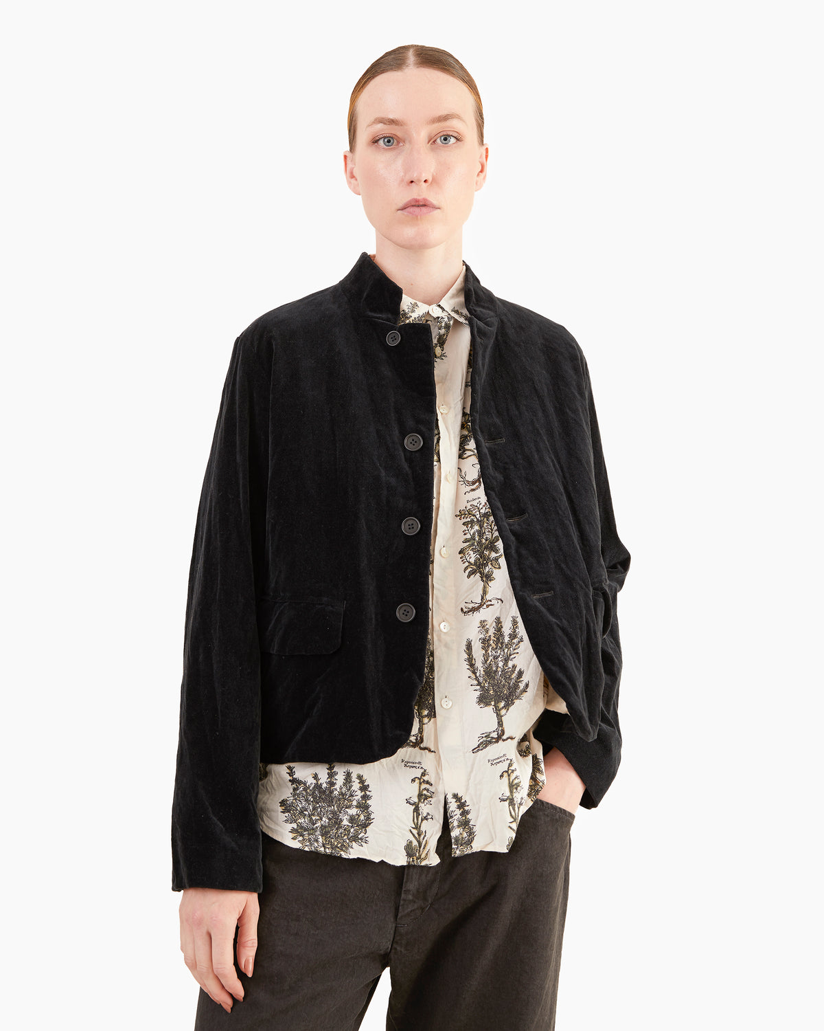 Pas de Calais Velvet Tailored Jacket in Black