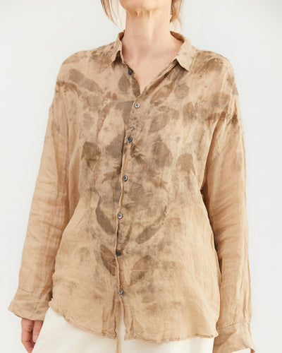 Pas de Calais Washed Ramie Bundle Dye Blouse in Beige