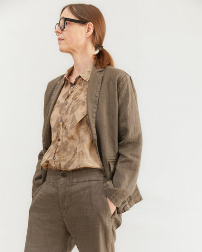 Pas de Calais Linen Tailored Jacket in Khaki