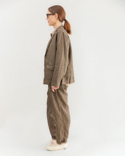 Pas de Calais Linen Tailored Jacket in Khaki