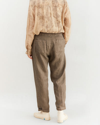 Pas de Calais Linen Tapered Trousers in Khaki