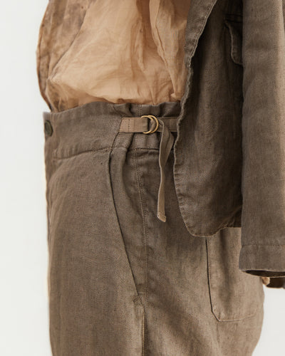 Pas de Calais Linen Tapered Trousers in Khaki