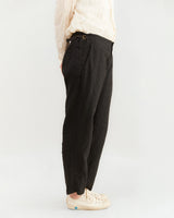 Pas de Calais Linen Tapered Trousers in Black