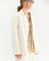 Pas de Calais Linen Cotton Satin Coverall Jacket in Natural