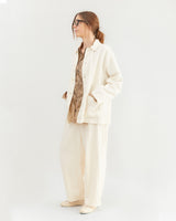 Pas de Calais Linen Cotton Satin Coverall Jacket in Natural