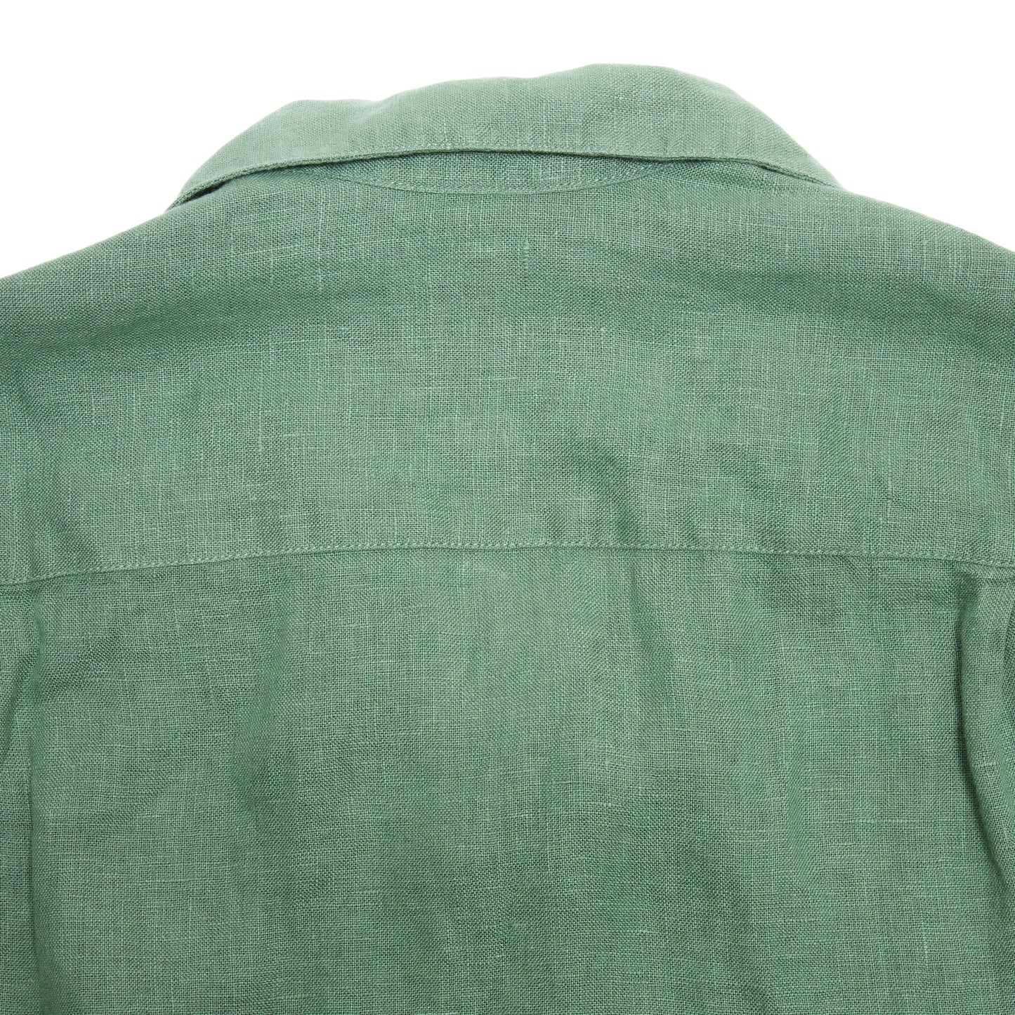 Portuguese Flannel Linen Camp Collar Shirt in Dry Green