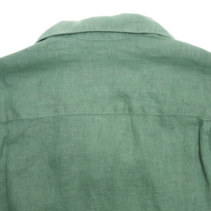Portuguese Flannel Linen Camp Collar Shirt in Dry Green