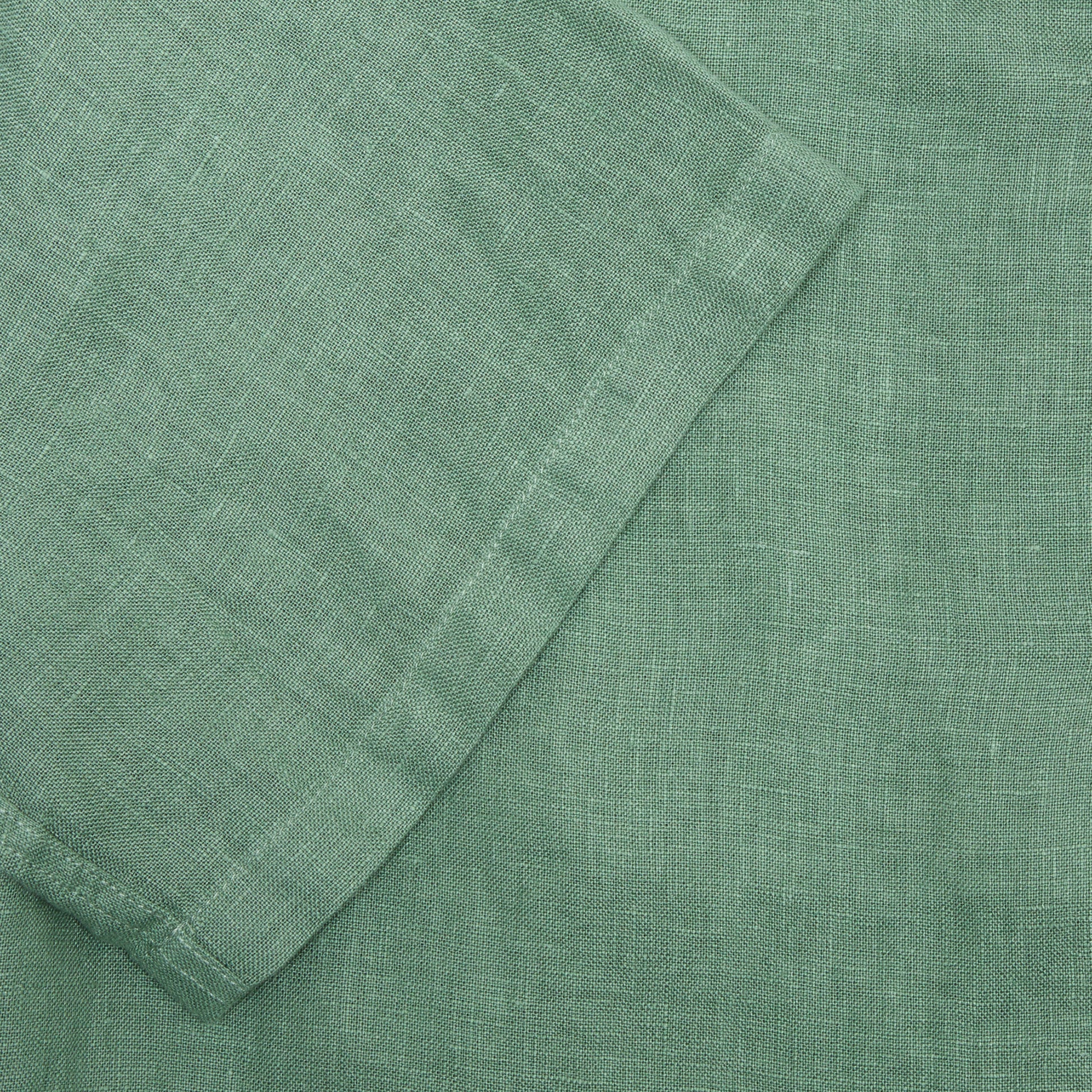 Portuguese Flannel Linen Camp Collar Shirt in Dry Green