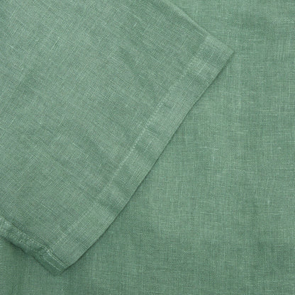 Portuguese Flannel Linen Camp Collar Shirt in Dry Green