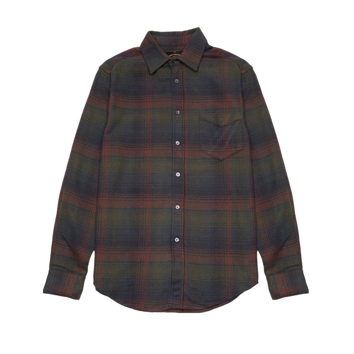 Portuguese Flannel Old Pine Shirt in Navy-Green Plaid