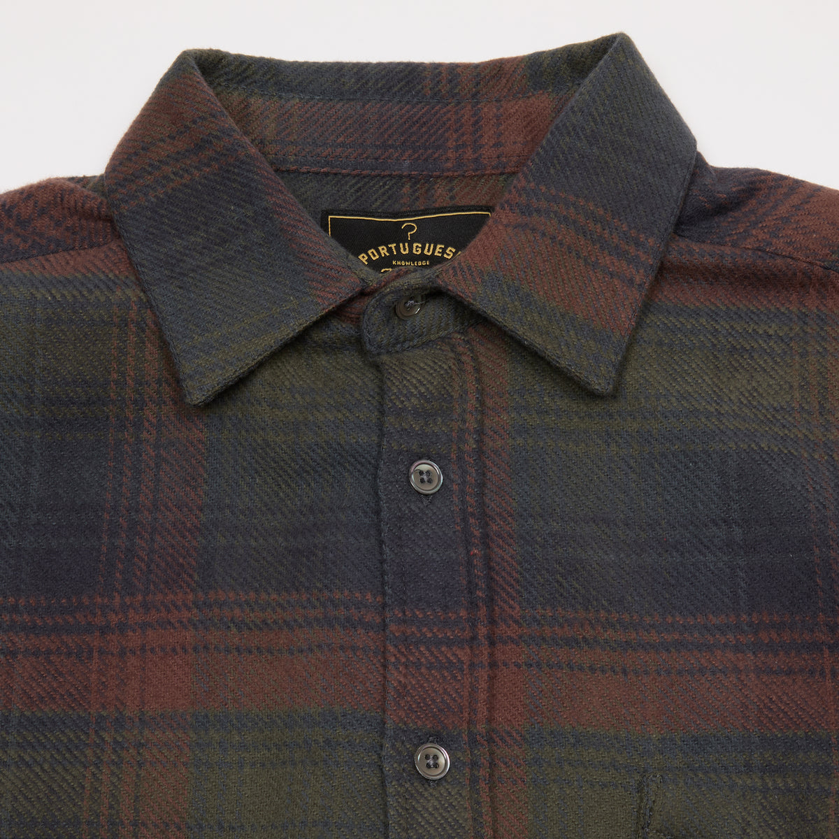 Portuguese Flannel Old Pine Shirt in Navy-Green Plaid