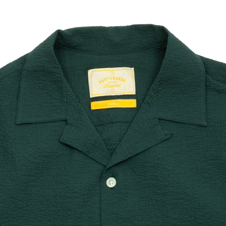 Portuguese Flannel Flame Camp Collar Shirt in Green 1