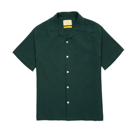 Portuguese Flannel Flame Camp Collar Shirt in Green 1