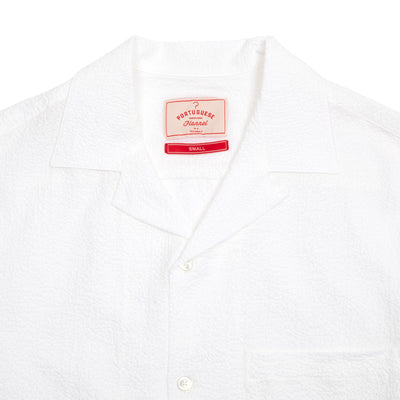 Portuguese Flannel Flame Camp Collar Shirt in White 2