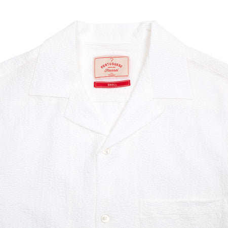 Portuguese Flannel Flame Camp Collar Shirt in White 1