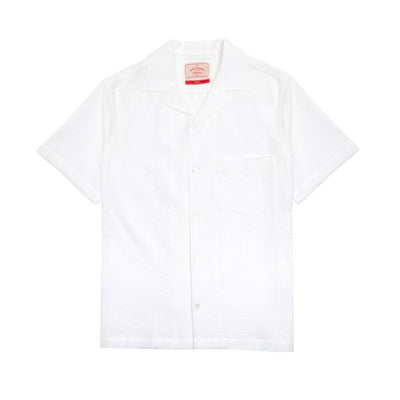 Portuguese Flannel Flame Camp Collar Shirt in White 1