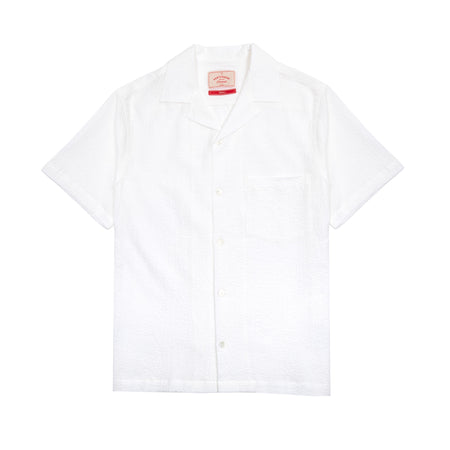 Portuguese Flannel Flame Camp Collar Shirt in White 1