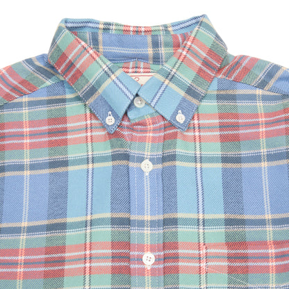 Portuguese Flannel Lucia Shirt in Sky Blue Plaid
