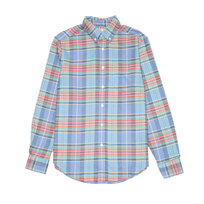 Portuguese Flannel Lucia Shirt in Sky Blue Plaid