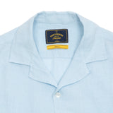 Portuguese Flannel Linen Camp Collar Shirt in Sky 2