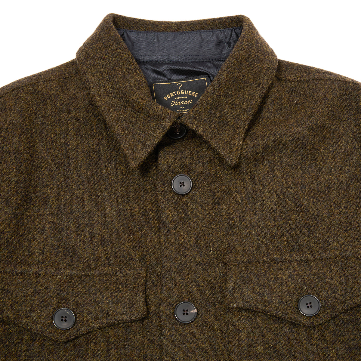 Portuguese Flannel Wool Field Overshirt in Old Forest
