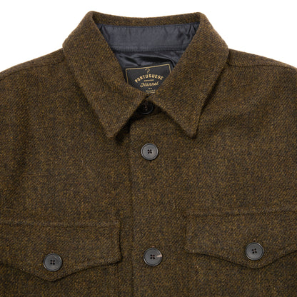 Portuguese Flannel Wool Field Overshirt in Old Forest