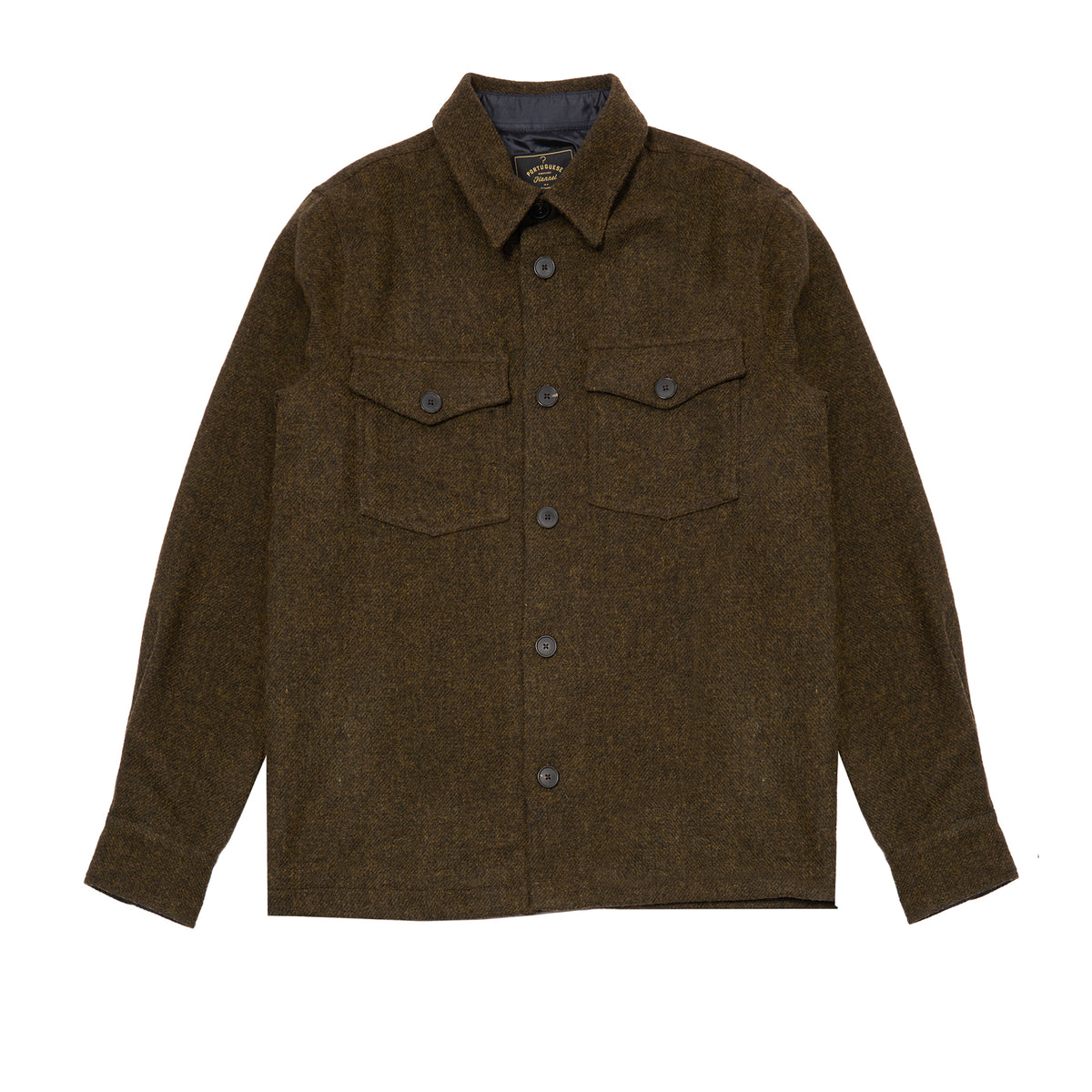 Portuguese Flannel Wool Field Overshirt in Old Forest