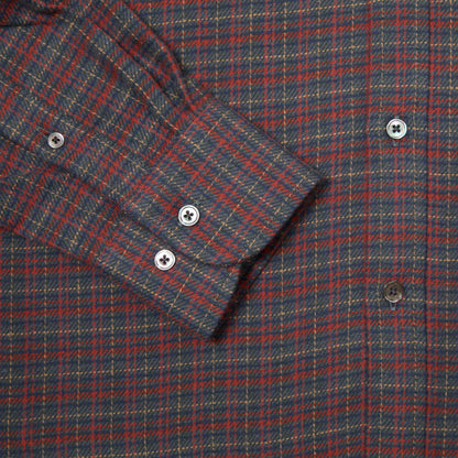 Portuguese Flannel Plura Oversized Shirt in Ocean-Red Plaid
