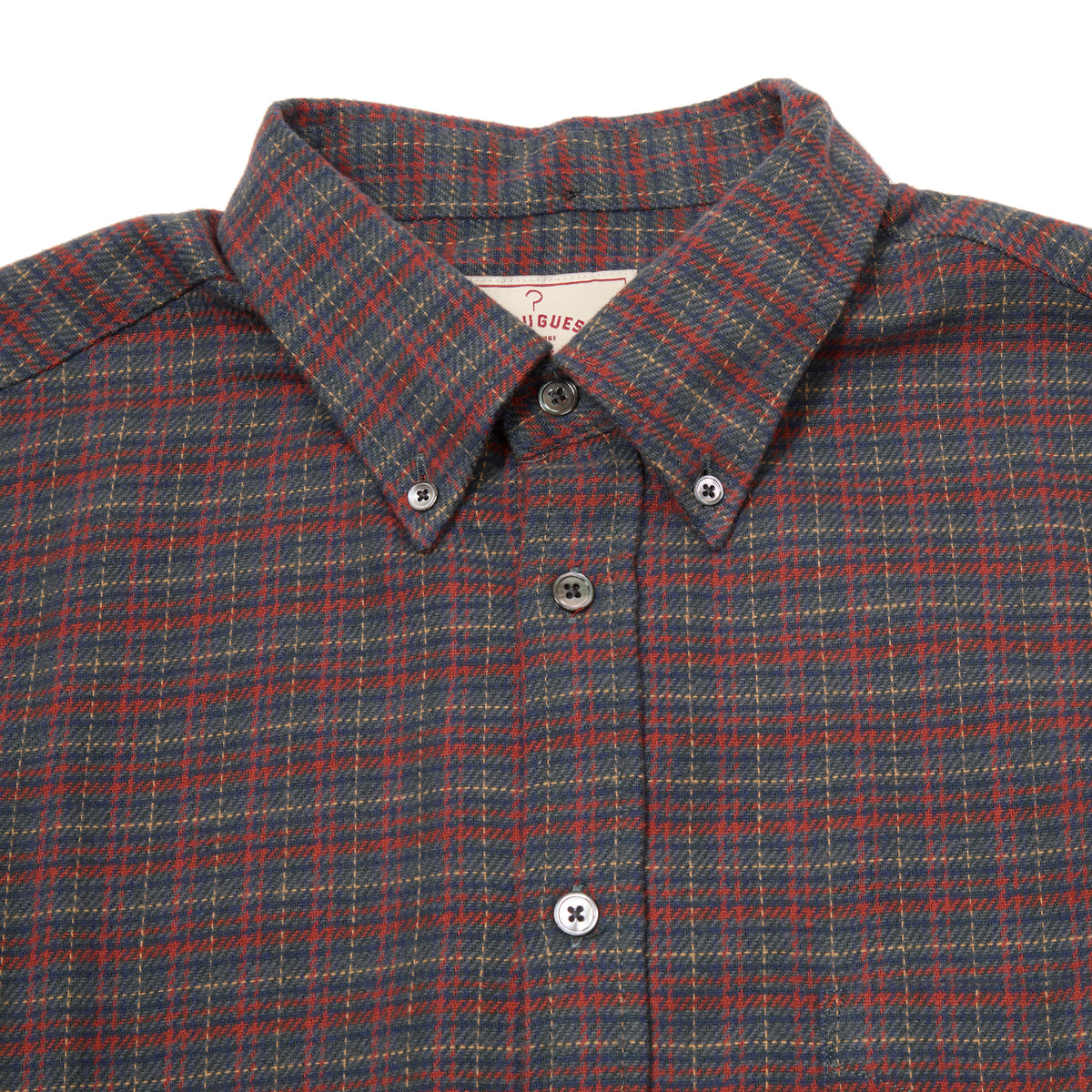 Portuguese Flannel Plura Oversized Shirt in Ocean-Red Plaid