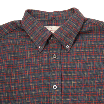 Portuguese Flannel Plura Oversized Shirt in Ocean-Red Plaid