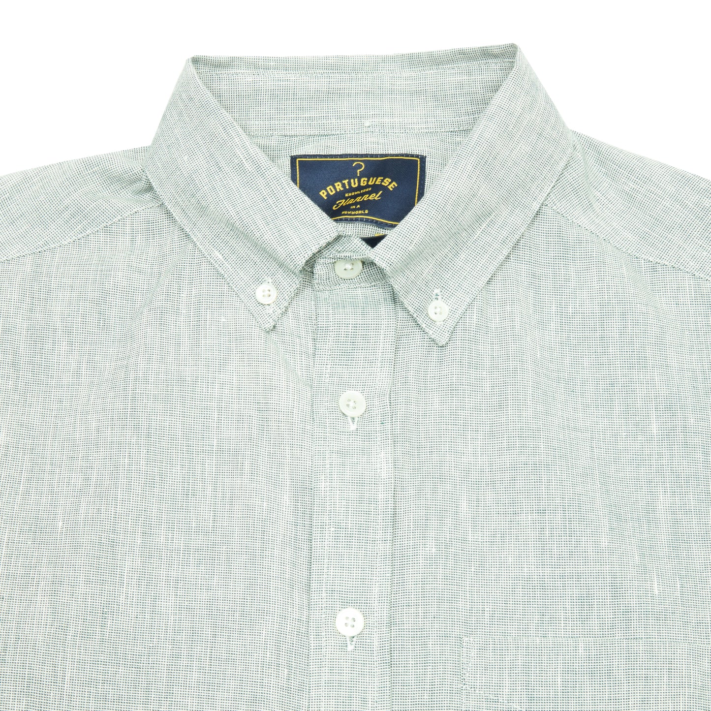 Portuguese Flannel Granular Cotton/ Linen Oxford Shirt in Green