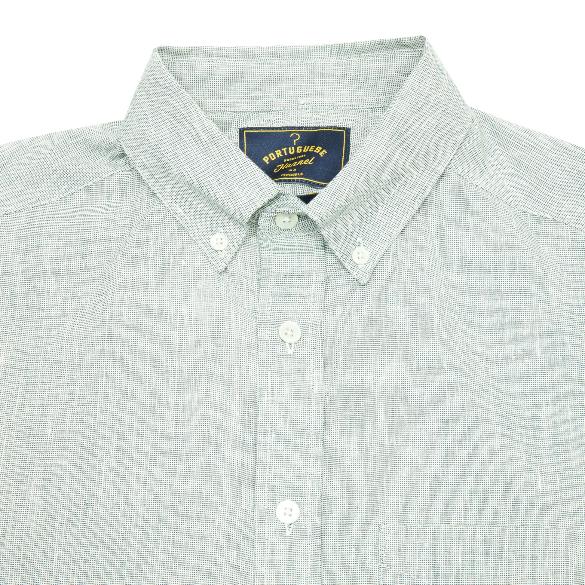 Portuguese Flannel Granular Cotton/ Linen Oxford Shirt in Green