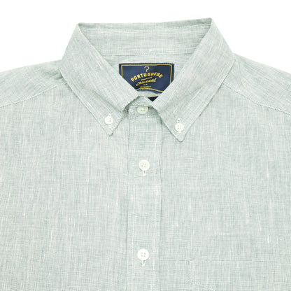 Portuguese Flannel Granular Cotton/ Linen Oxford Shirt in Green